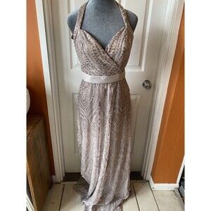 Angelina Faccenda Dress Women’s Size 8 Gown Sequin Zip Back Straps Sequins